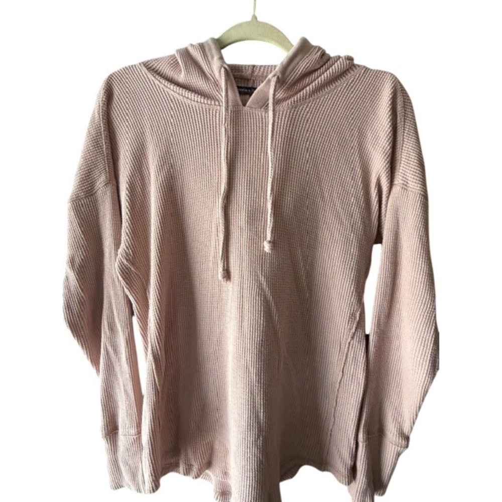 Abercrombie & Fitch Womens Waffle‎ Knit Hoodie Tan Thermal Pullover Size M